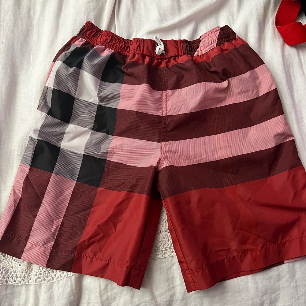 Burberry Red and Pink Plaid Shorts